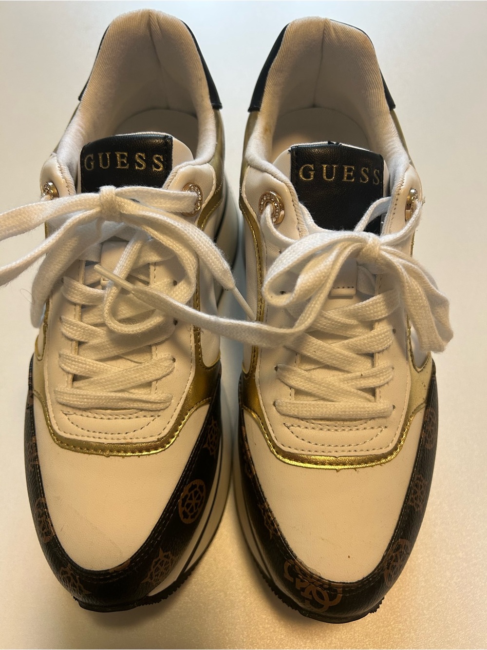 Guess White Gold Accent Women's Athletic Sneakers